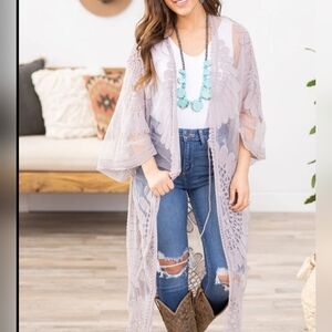 Boho Lace Sheer Duster by Haptics Large NWOT